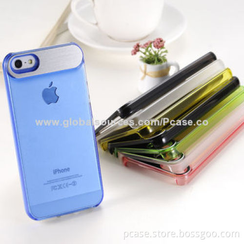 Clear Shell Phone Case with Aluminum on Top for Decoration, Suitable for iPhone 5 and 5s